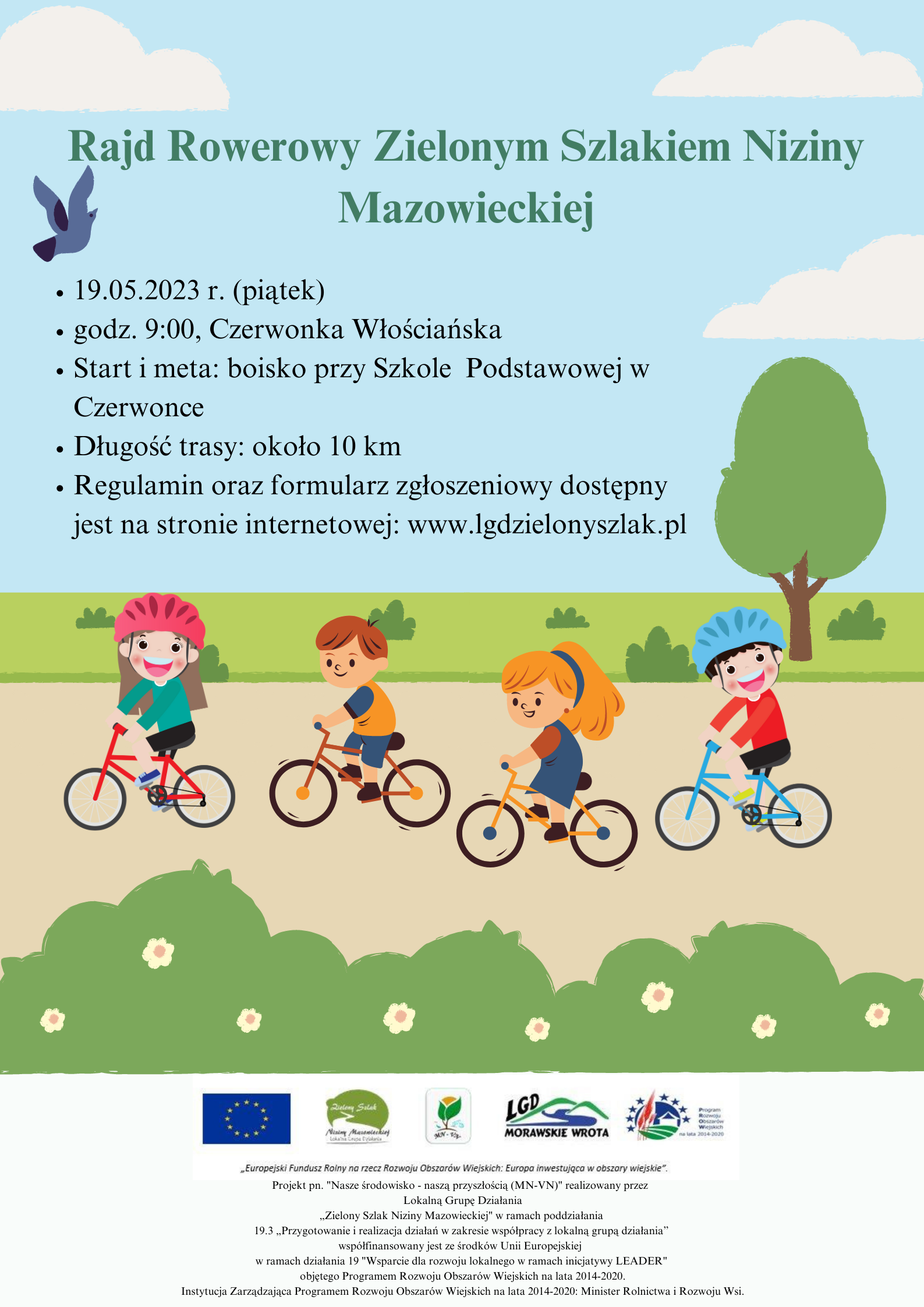 Plakat Rajd 
rowerowy Zielonym Szlakiem Niziny Mazowieckiej
